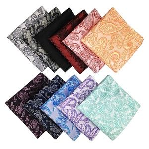 Mens Set of 11 Paisley Silk Blend Pocket Squares